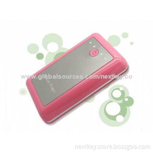 Dual-USB Portable Power Bank, 12,000mAh with Multiple Color Options, Four LED Lights Show PowerNew
